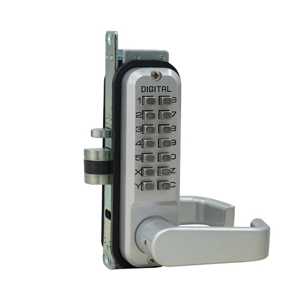 Mechanical Keyless Narrow Stile Lever Lock Single Combination Satin Nickel